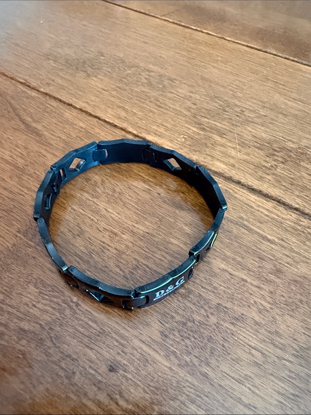 D&G Dolce & Gabbana Black Logo Link Bracelet 8.25” Y2K